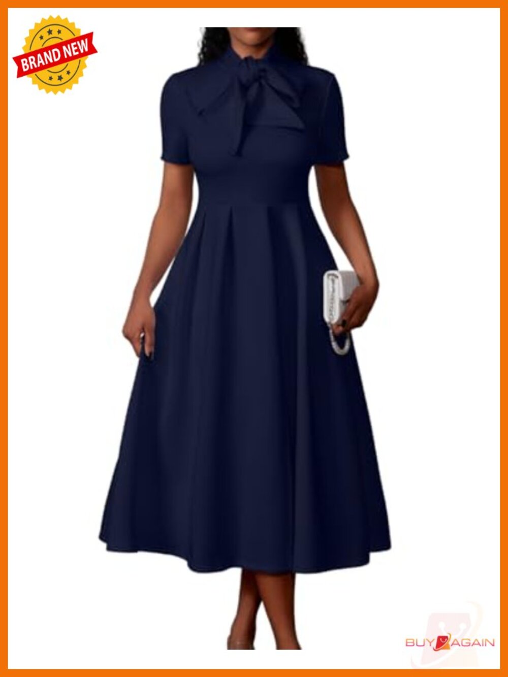 Women's A-Line Dress Short Sleeve Pleated Work Party Casual with Pockets